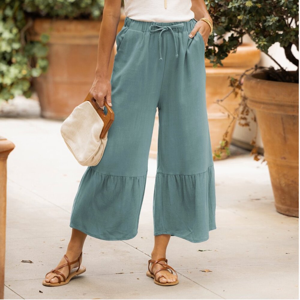 Cropped Teal Flow Pants
